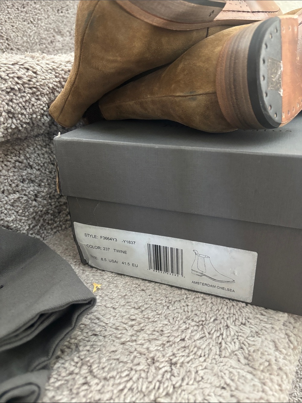 JOHN VARVATOS AMSTERDAM MUSHROOM BROWN SUEDE CHELSEA BOOTS size 8.5 - Picture 6 of 7